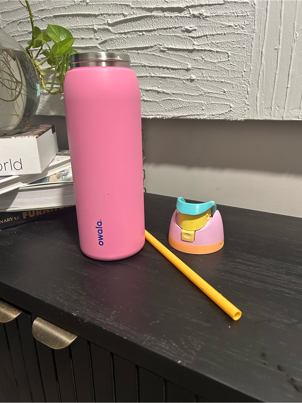 Owala FreeSip 40 oz Stainless Steel Water Bottle Candy Coated Pink With Straw